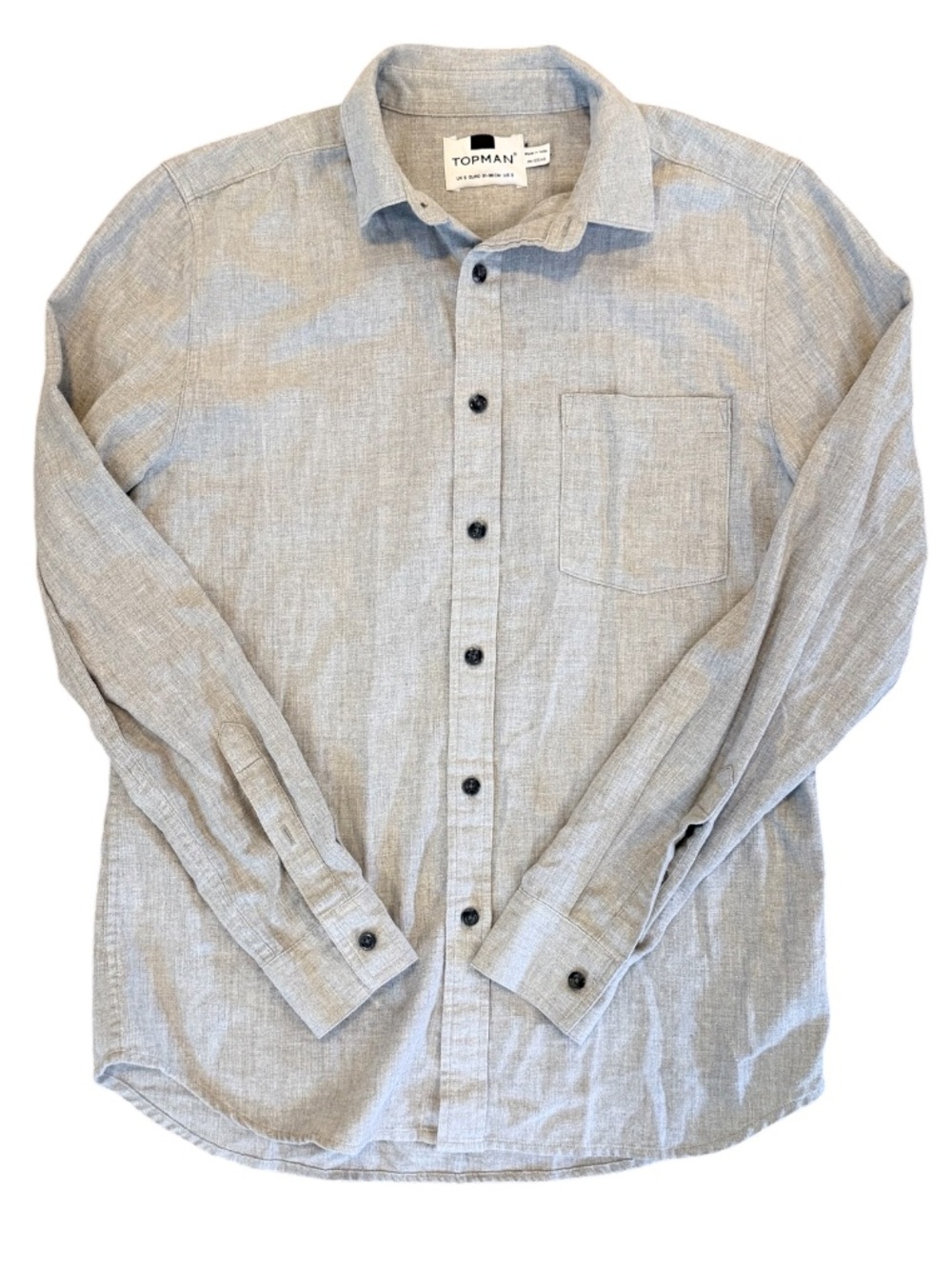 Topman Light Gray Long-Sleeve Button-Down Shirt